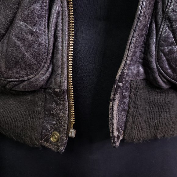 Vtg Schott Bros Leather Sherpa Jacket 85 19-MS - Picture 3 of 12